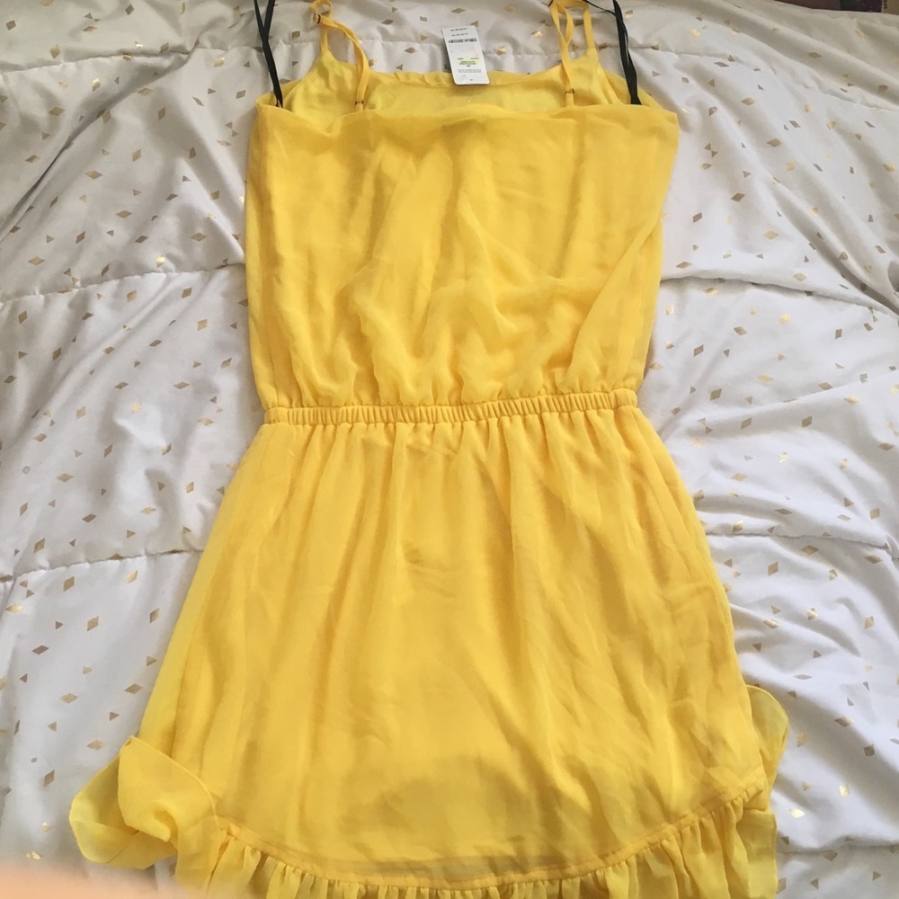 Bebe Bright Yellow Dress with Bow Tie - Picture 3 of 8